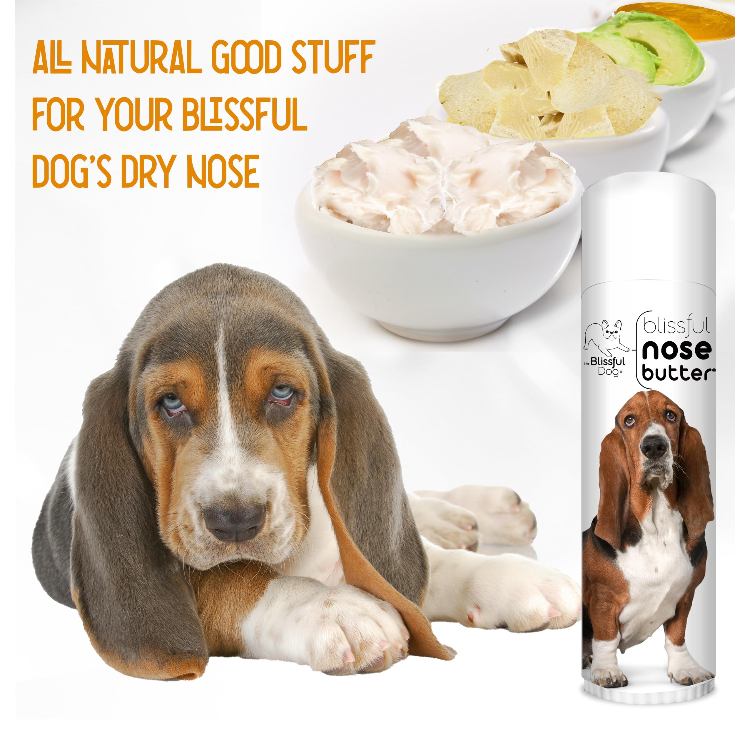 The Blissful Dog Basset Hound Unscented Nose Butter - Dog Nose Butter, 0.50 Ounce