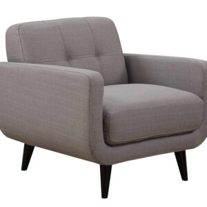 AC Pacific Crystal Collection Mid Century Modern Living Room Furniture, Tufted Back, Solid Espresso Legs, Plush Upholstery, Accent Piece with Minimal Assembly, Sofa and Loveseat, Grey