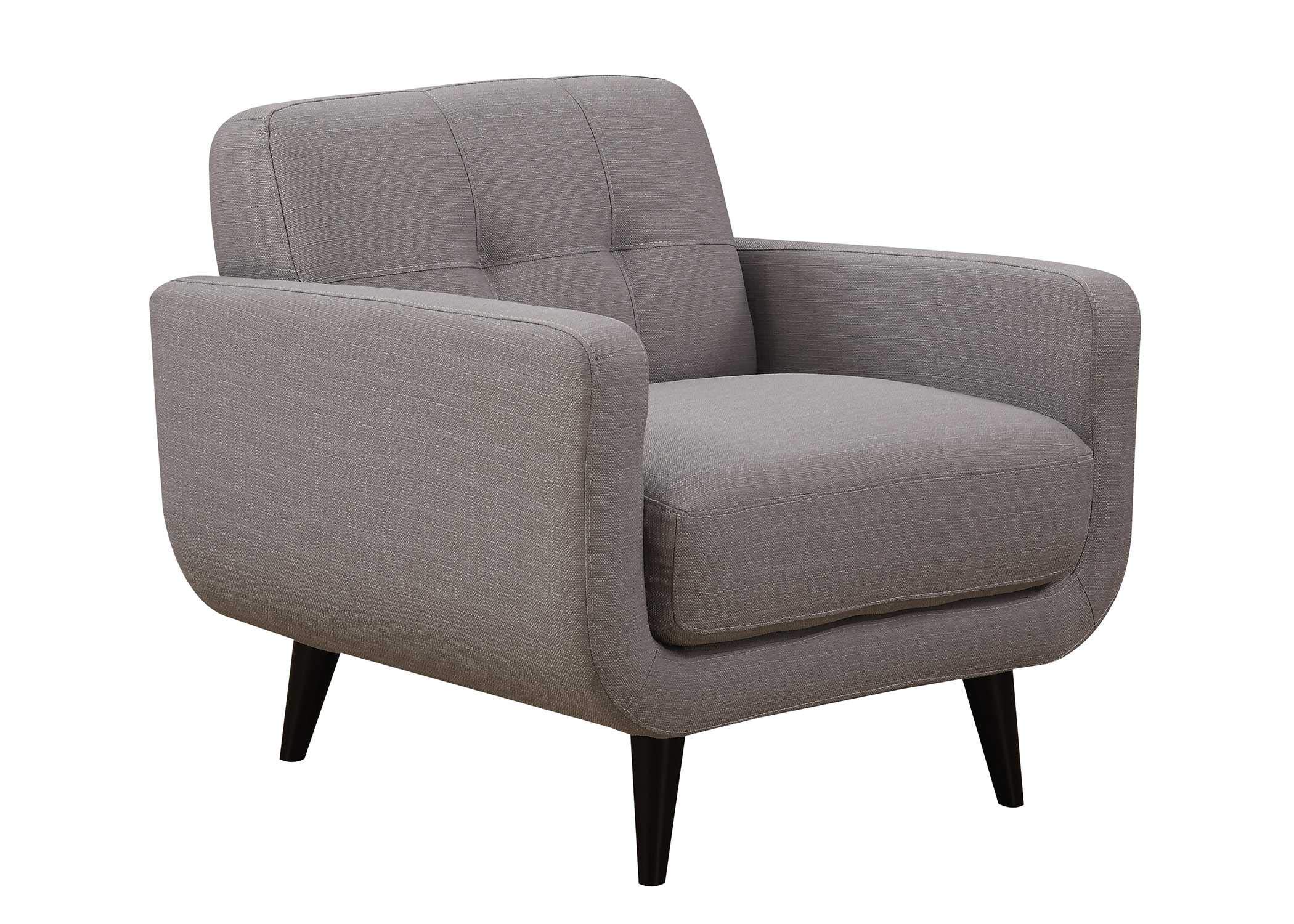 AC Pacific Crystal Collection Mid Century Modern Living Room Furniture, Tufted Back, Solid Espresso Legs, Plush Upholstery, Accent Piece with Minimal Assembly, Sofa and Loveseat, Grey