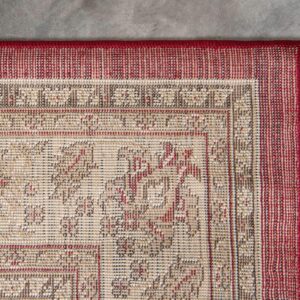 Unique Loom Sialk Hill Collection Area Rug - Washington (4' 1" x 6' 1" Rectangle Burgundy/Cream)