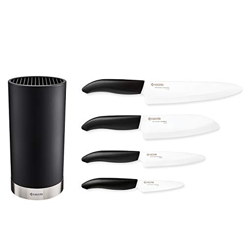 Kyocera - KB5PC-FKWHBK-U-BK Kyocera Revolution Universal Knife Block Set, Blade Sizes: 7", 5.5", 4.5", 3", White