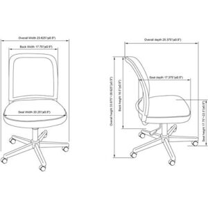 Lorell LLR83304 Mesh Armless Mid-Back Task Chair