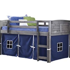 Donco Kids Louvered Low Loft with Blue Tent, Twin