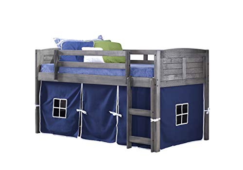 Donco Kids Louvered Low Loft with Blue Tent, Twin