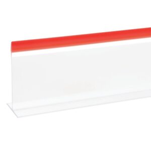 Meat Case Divider Shelf Divider Clear with Red Trim T Shape - 30"L x 3"H