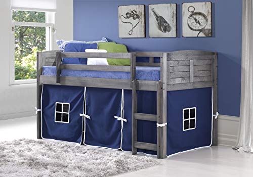 Donco Kids Louvered Low Loft with Blue Tent, Twin