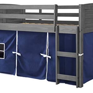 Donco Kids Louvered Low Loft with Blue Tent, Twin