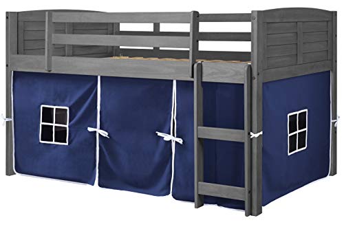 Donco Kids Louvered Low Loft with Blue Tent, Twin