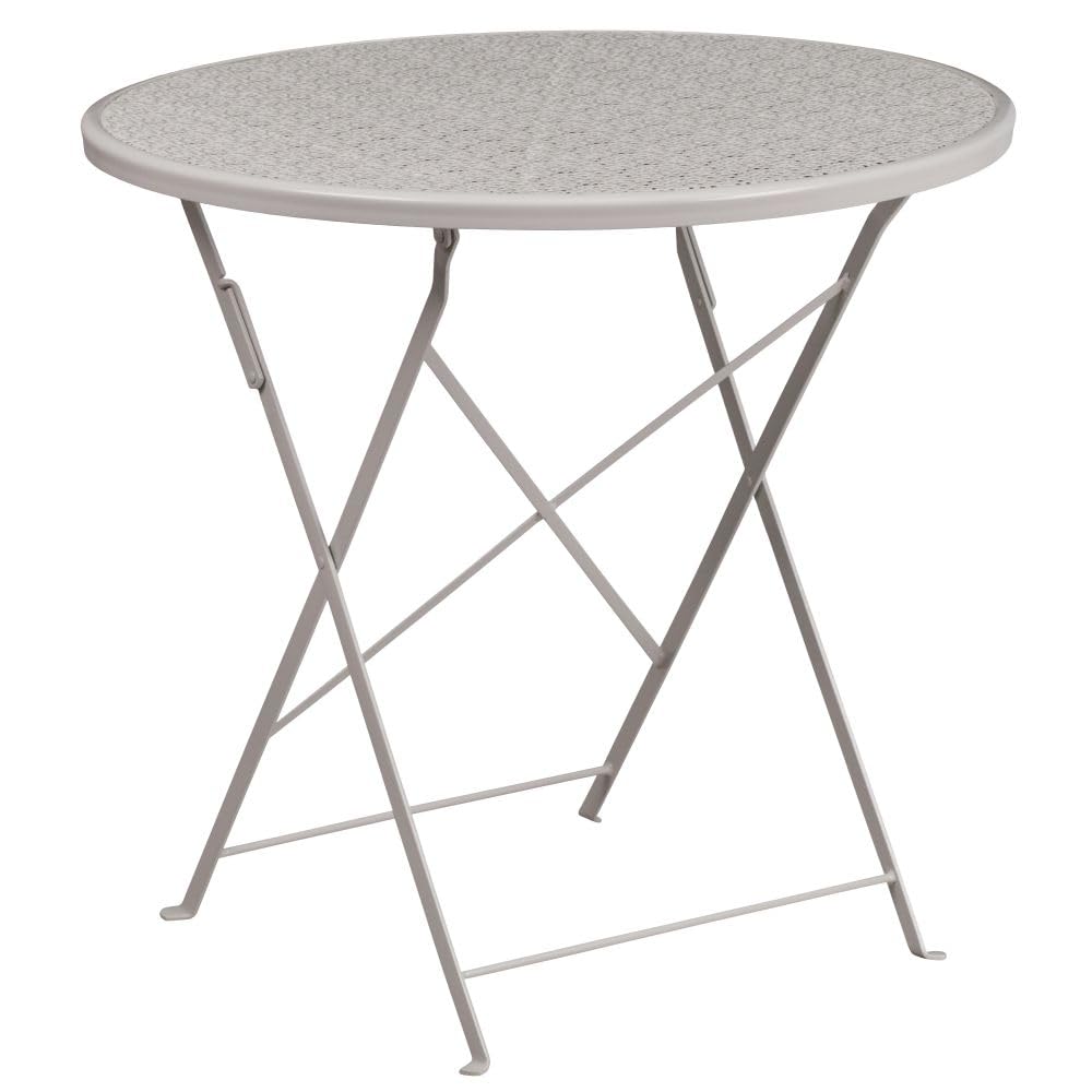 Flash Furniture Oia Commercial Grade 30" Round Light Gray Indoor-Outdoor Steel Folding Patio Table