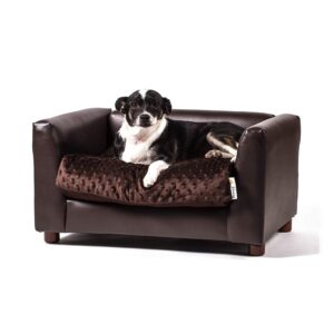 keet fluffy deluxe pet bed sofa chocolate small