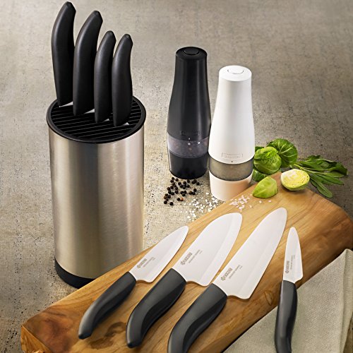 Kyocera - KB5PC-FKWHBK-U-BK Kyocera Revolution Universal Knife Block Set, Blade Sizes: 7", 5.5", 4.5", 3", White