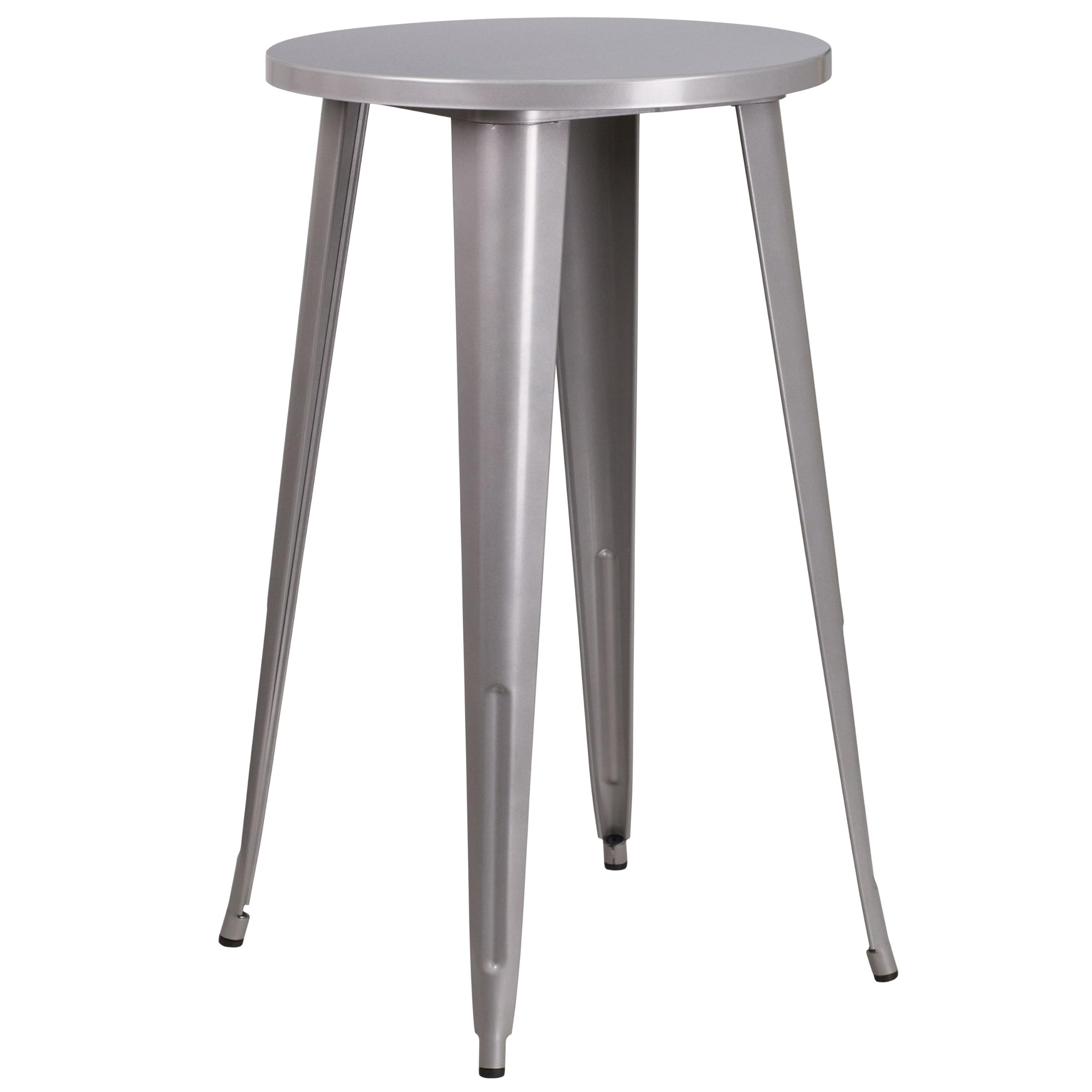 Flash Furniture James Commercial Grade 24" Round Silver Metal Indoor-Outdoor Bar Height Table