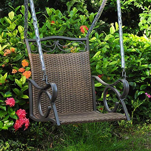 International Caravan Resin Wicker/Steel Hanging Chair Swing