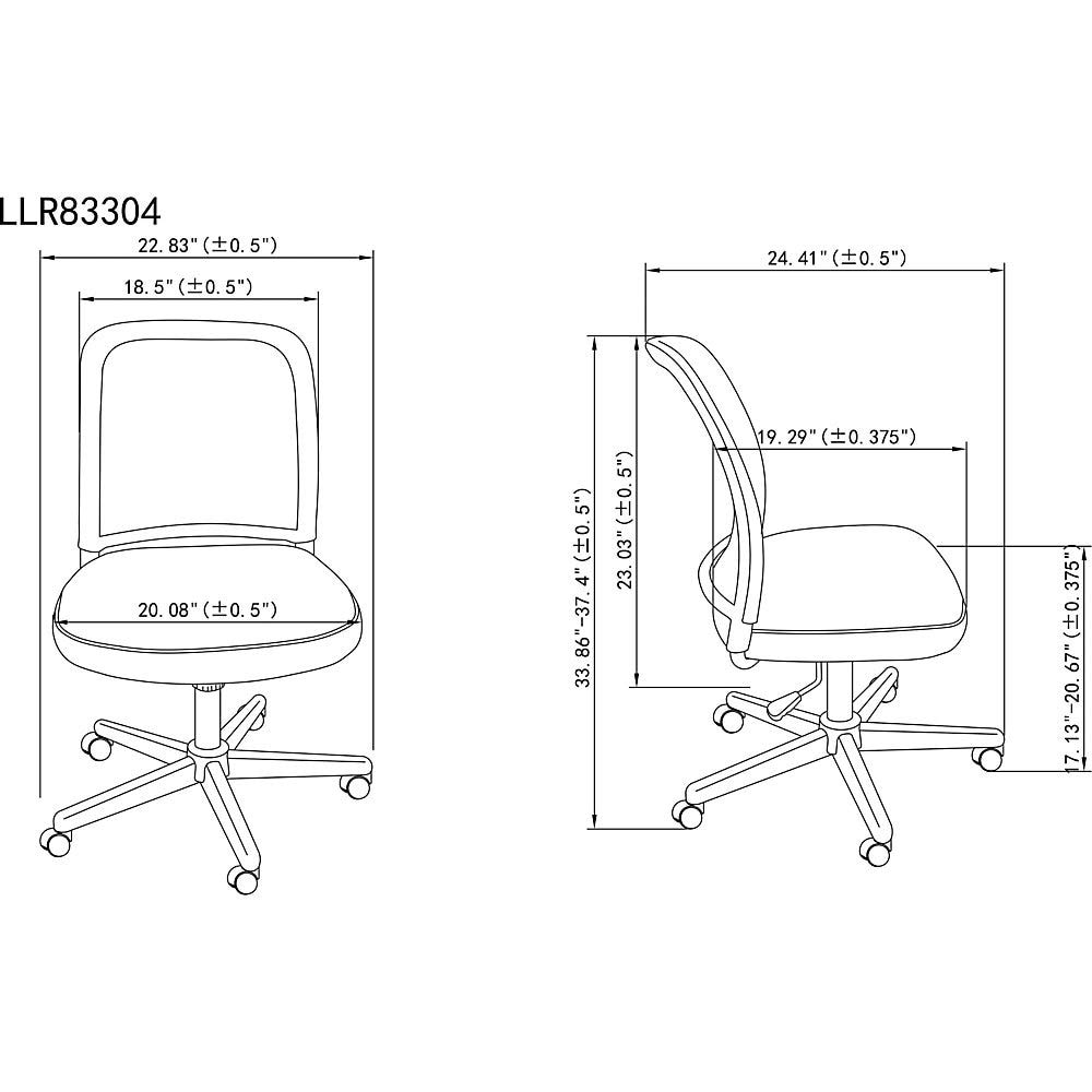 Lorell LLR83304 Mesh Armless Mid-Back Task Chair