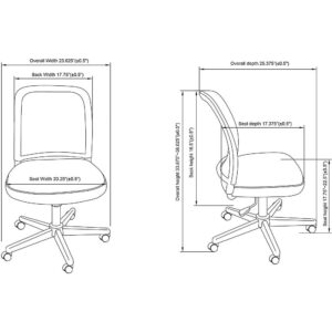 Lorell LLR83304 Mesh Armless Mid-Back Task Chair