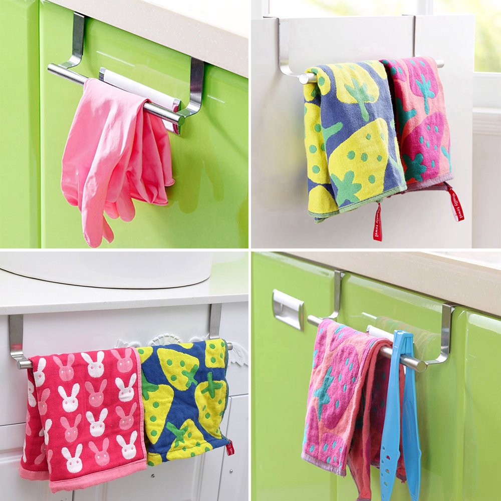 Bluelans Over Kitchen Cabinet Door Tea Hand Towel Rail Rack Holder Hanger Storage - 36cm