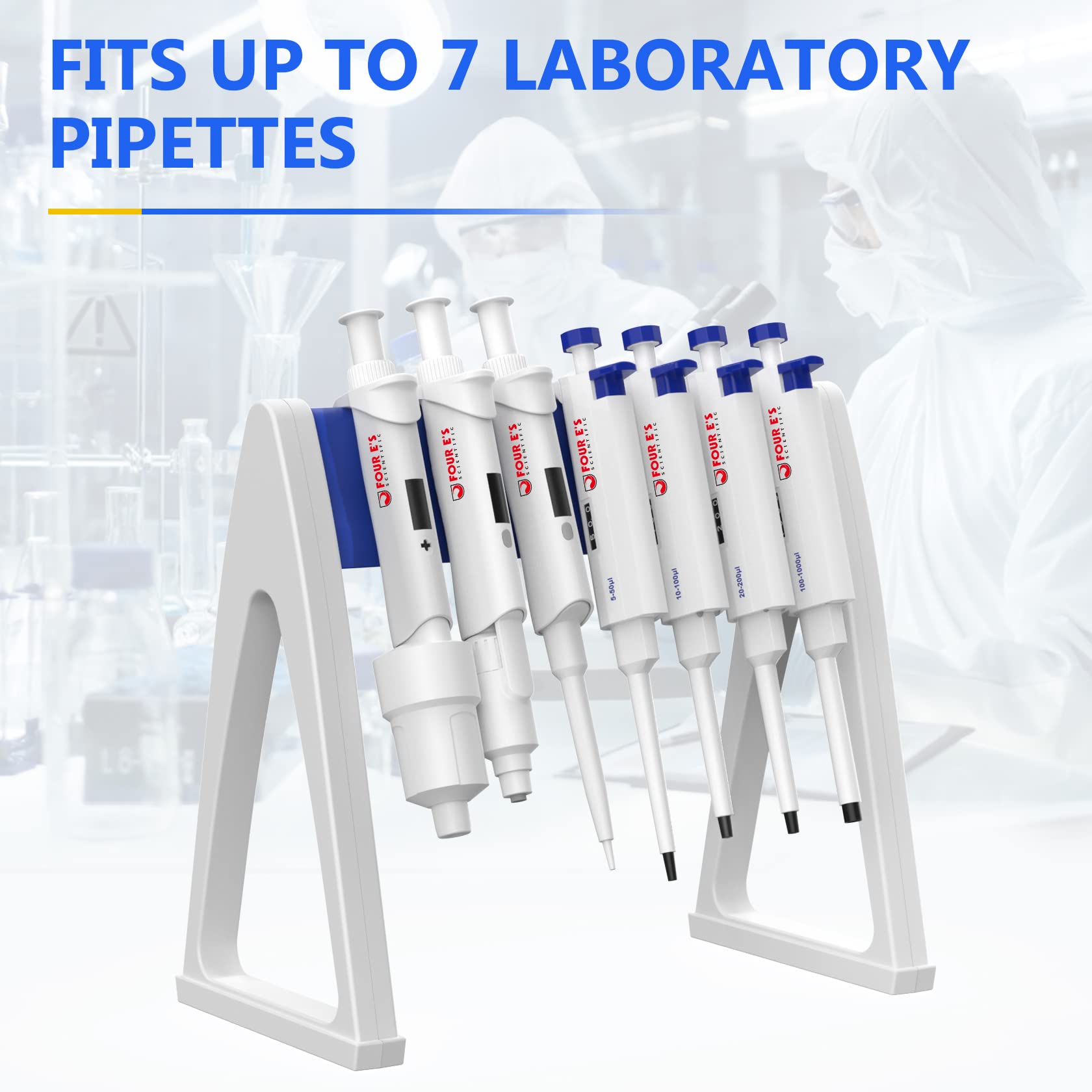 FOUR E'S SCIENTIFIC Laboratory Pipette Stand, Plastic Linear Pipettor Holder Micropipette Rack, Hold Up to 7-8 Pipettes (Pipettes Not Included)