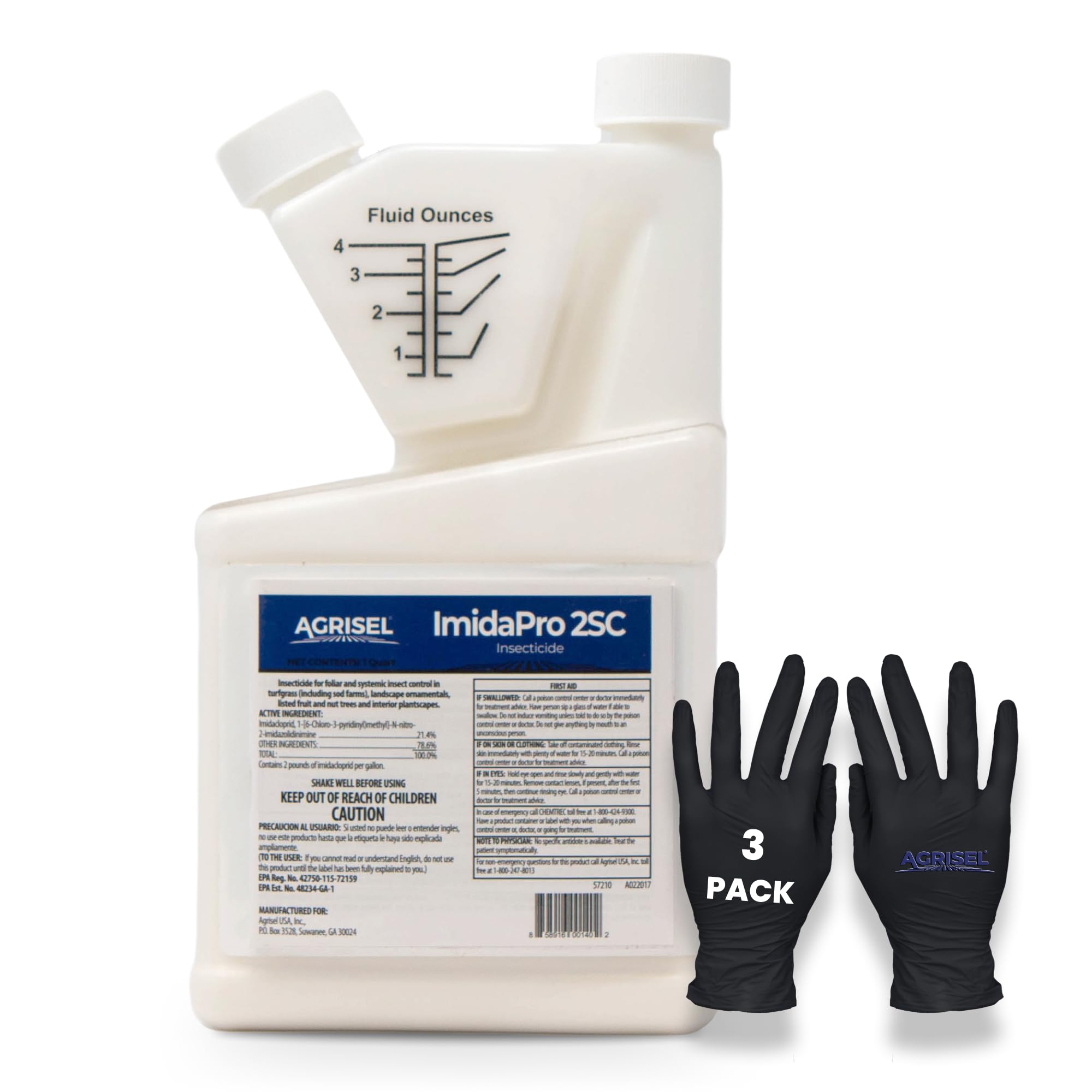 Agrisel ImidaPro 2SC/Midash 2SC Insect & Pest Control, Broad Spectrum, Residential & Commercial, Effective Against 100+ Pests, Outdoor Use Only, Includes 3-pack of Agrisel Protective Gloves, 32 Ounces