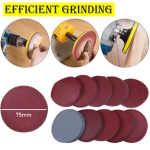 WCIC 100 Pack 3 Inch Sanding Discs Hook & Loop 3 Inch Sanding Pads Aluminum Oxide Sandpaper Pads 80/100/180/240/600/800/1000/1200/ 2000/3000 Grit for Grinding Rotary Tool