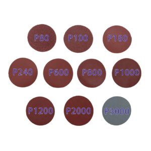 wcic 100 pack 3 inch sanding discs hook & loop 3 inch sanding pads aluminum oxide sandpaper pads 80/100/180/240/600/800/1000/1200/ 2000/3000 grit for grinding rotary tool