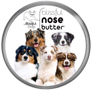 the blissful dog australian shepherd nose butter, versatile dog nose balm for dry nose, handcrafted nose moisturizer, easy-to-apply dog essentials, unscented, 1 oz.