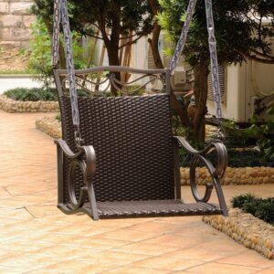 International Caravan Resin Wicker/Steel Hanging Chair Swing