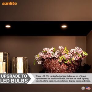 Sunlite LED R14 Mini Flood Light Bulbs, 4 Watts (25W Equivalent), 250 Lumens, Medium (E26) Base, Dimmable, ETL Listed, 2700K Soft White, for China and Curio Cabinet Light, 3 Count