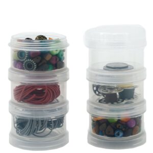 paylak storage container impact resistant stackable clear containers 6 for beads crafts findings small items 1.75" round