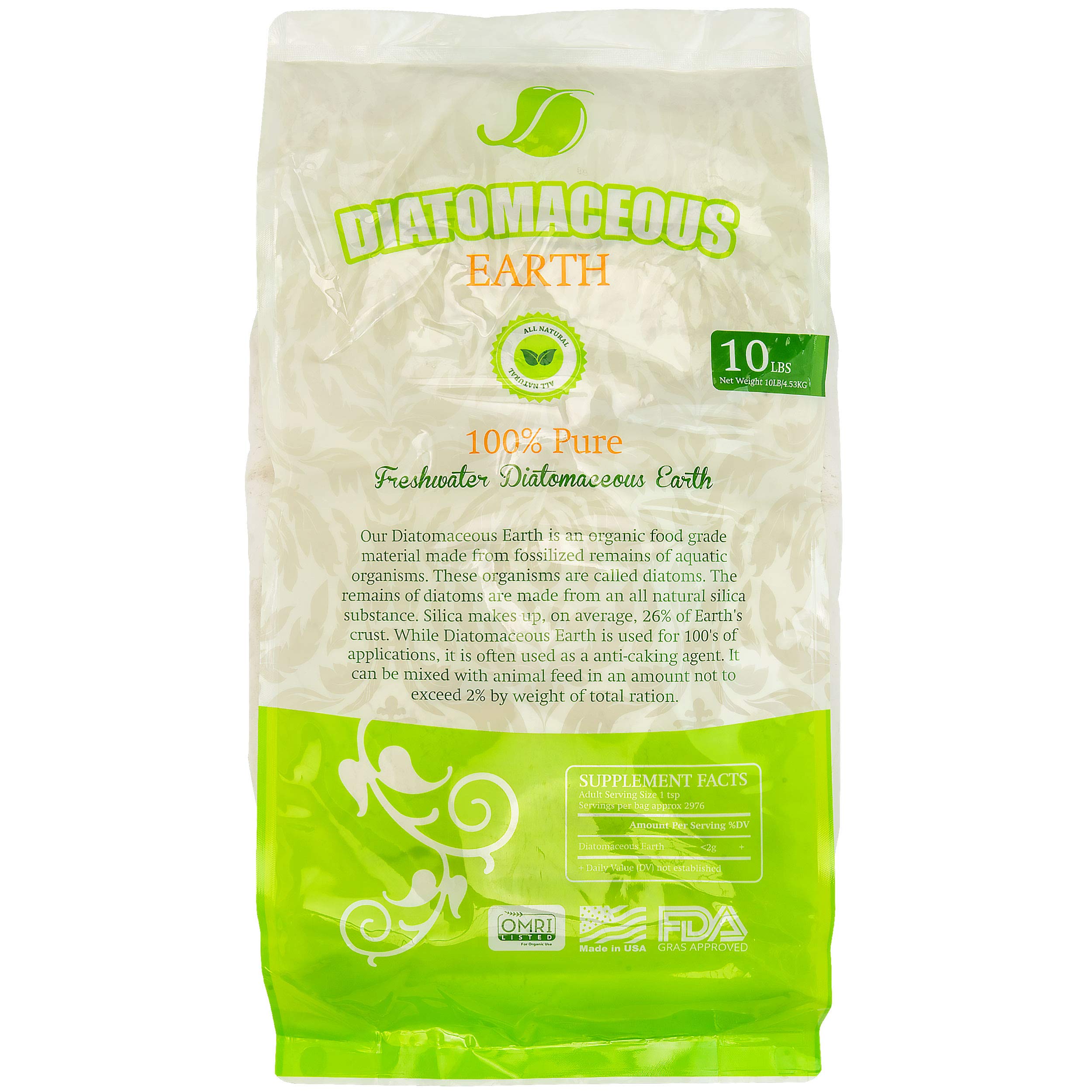 Absorbent Industries Diatomaceous Earth Food Grade (Fresh Water Type) 10lb Bag Codex DE (0.5)