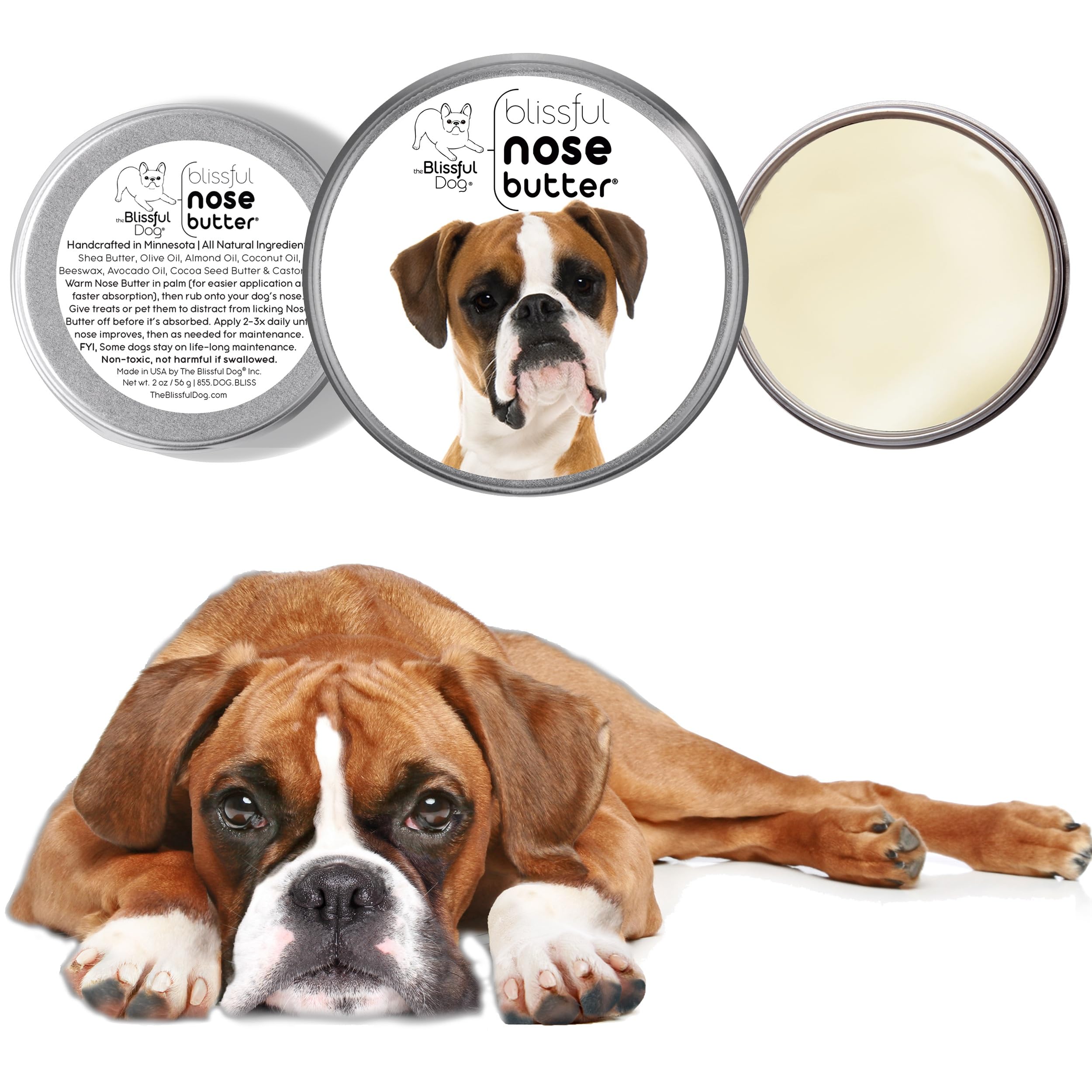 The Blissful Dog Fawn Boxer Unscented Nose Butter, 4-Ounce