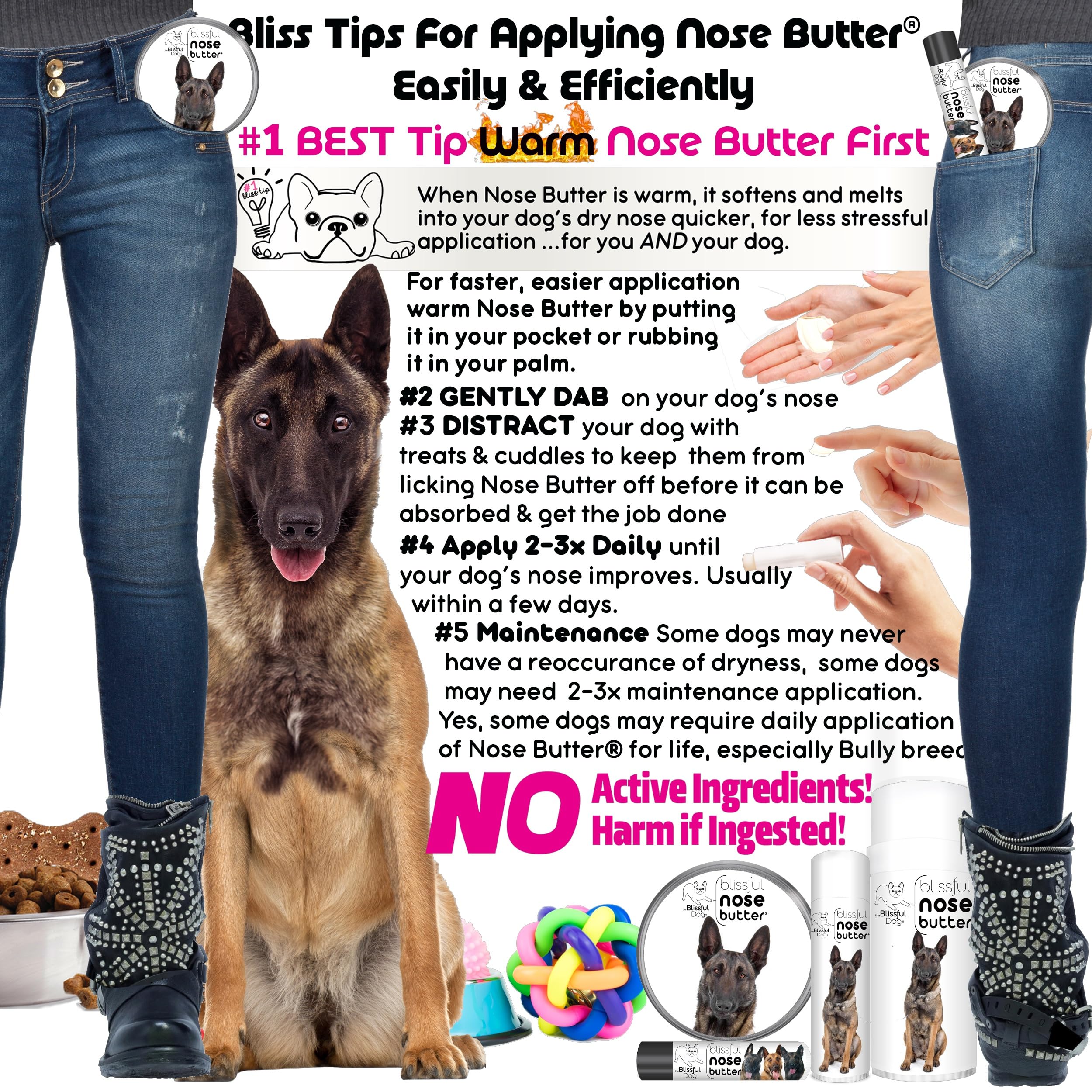 The Blissful Dog Belgian Malinois Nose Butter, Versatile Dog Nose Balm for Dry Nose, Handcrafted Nose Moisturizer, Easy-to-Apply Dog Essentials, Unscented, 2 oz.