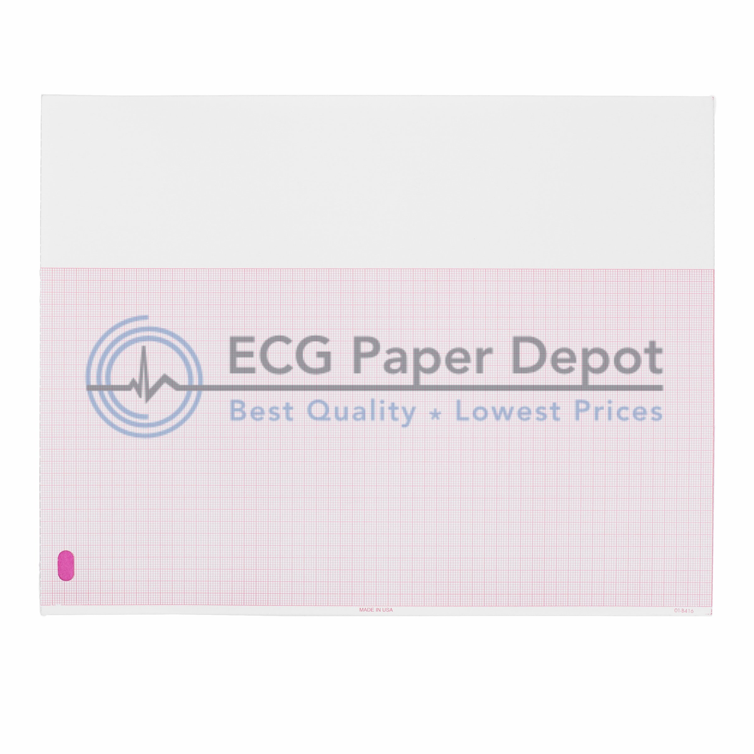 M1707A ECG Paper Depot Chart Paper, 5 Packs Per Case, Z-Fold, Size 8.5 x 11 (200 Sheets), Grid Color Red