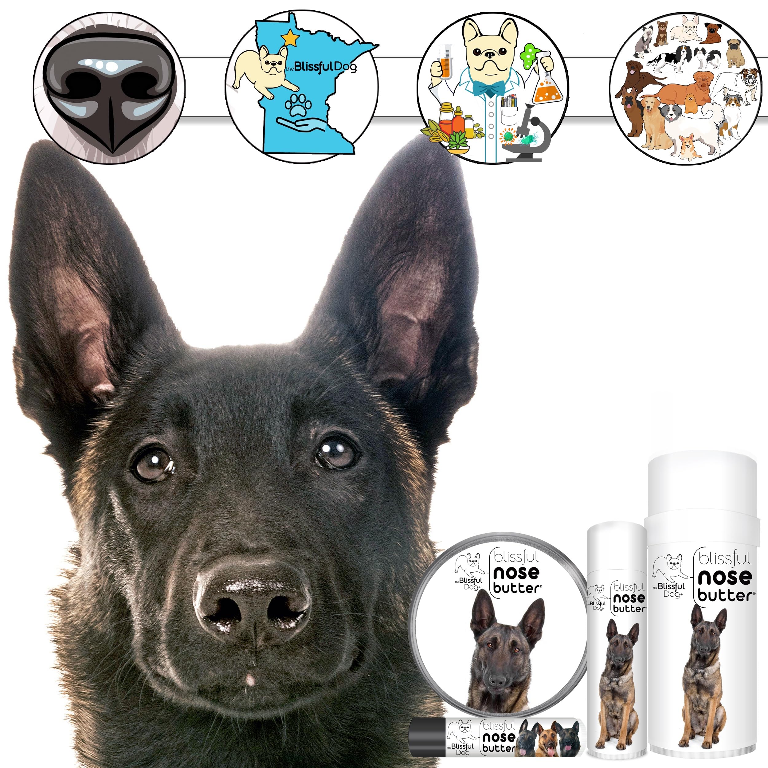 The Blissful Dog Belgian Malinois Nose Butter, Versatile Dog Nose Balm for Dry Nose, Handcrafted Nose Moisturizer, Easy-to-Apply Dog Essentials, Unscented, 2 oz.