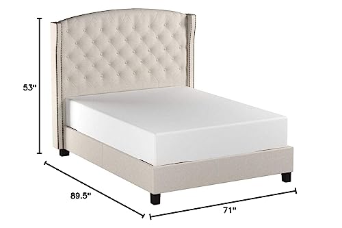 Rosevera Platform Bed Noblesville Upholstered Panel, Queen, Beige