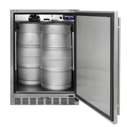 Kegco Kegerator 24" Wide Single Tap Stainless Steel Undercounter Beer Dispenser HK38SSU-1