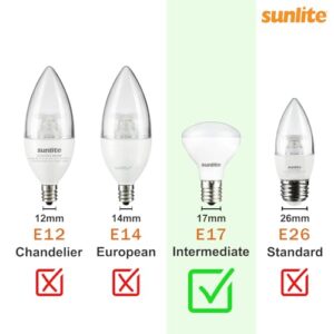 Sunlite LED R14 Mini Flood Light Bulbs, 4 Watts (25W Equivalent), 280 Lumens, Intermediate (E17) Base, Dimmable, ETL Listed, 2700K Soft White, for Curio Cabinet Light, 3 Count