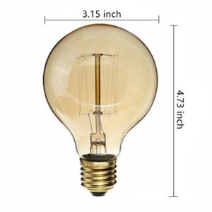 CTKcom Vintage Edison Bulb(4 Pack)- Antique Incandescent Bulbs Dimmable 40W Equivalent Warm Yellow Lamps, for Loft Coffee Bar Kitchen Home Light Fixtures Squirrel Cage Filament E26/E27 Base G80 110V