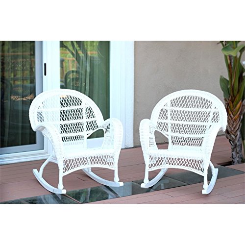 Jeco Wicker Rocker Chair, Set of 2, White