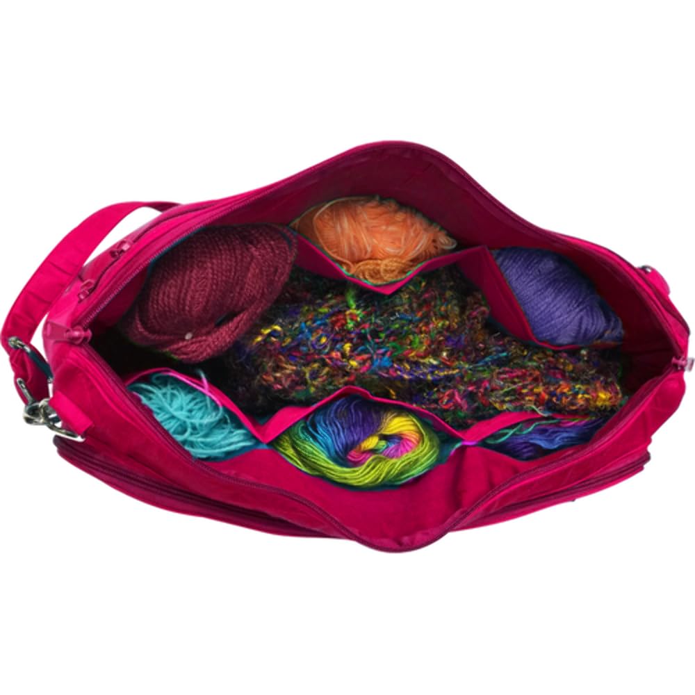 Yazzii Premium Knitting Bag & Yarn Storage Organizer – Yarn & Knitting Project Tote Bag - Yarn, Knitting Needles, & Crochet - Purple