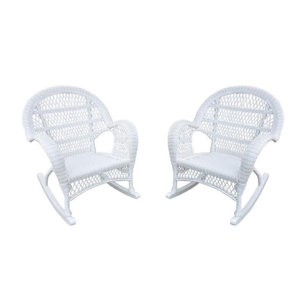 Jeco Wicker Rocker Chair, Set of 2, White