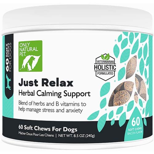 Only Natural Pet - Just Relax Herbal Calming Soft Chews for Dogs | Natural Anxiety Relief Treats, Premium Dog Relaxation Aid, Stress and Anxiety Relief Supplement - Bacon Flavor - 60 Soft Chews