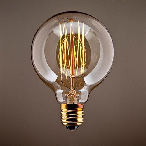 CTKcom Vintage Edison Bulb(4 Pack)- Antique Incandescent Bulbs Dimmable 40W Equivalent Warm Yellow Lamps, for Loft Coffee Bar Kitchen Home Light Fixtures Squirrel Cage Filament E26/E27 Base G80 110V