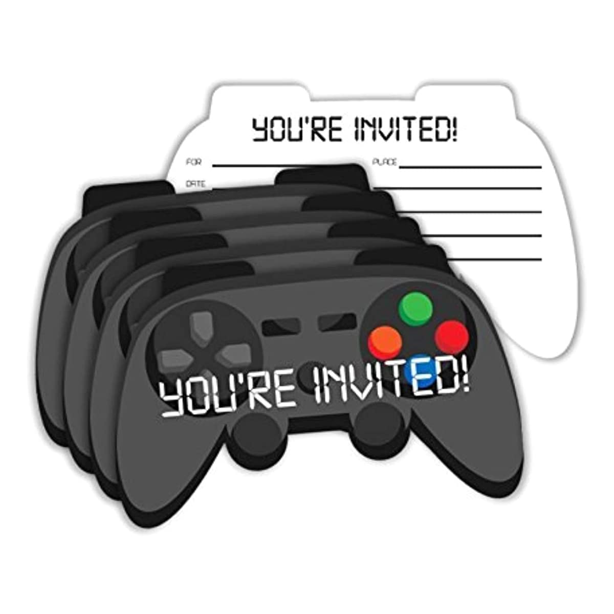 Video Gaming Game Controller Birthday Party Invitations & Envelopes Value Pack (20 Count)