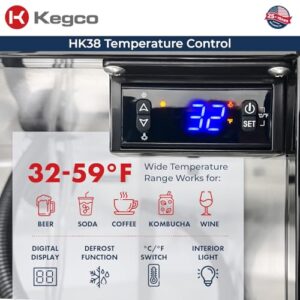 Kegco Kegerator 24" Wide Single Tap Stainless Steel Undercounter Beer Dispenser HK38SSU-1