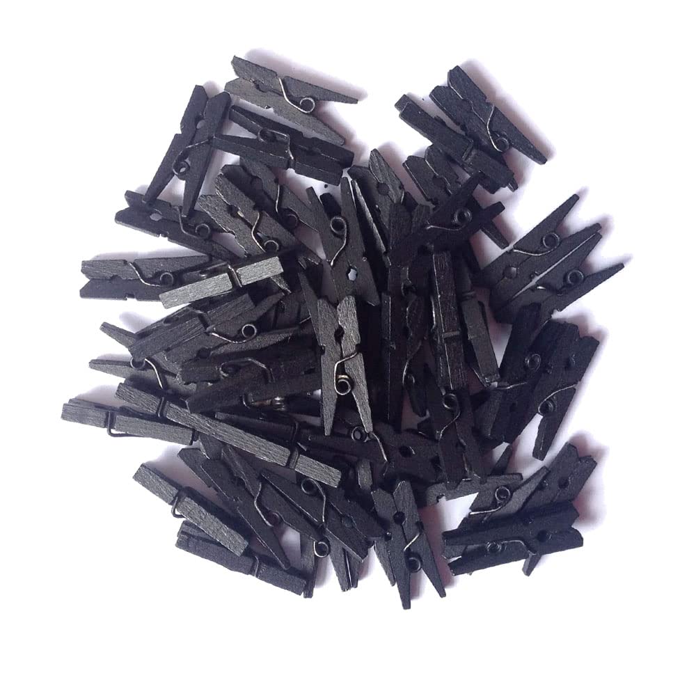 GCA DIY Wooden Pins for Scrapbooking Wood Crafts, Mini Clothespins 100 Per Pack 1" Black