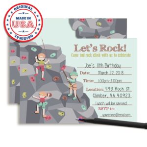 Amanda Creation Rock Climbing Birthday Party Fill in Invitations set of 20 with envelopes