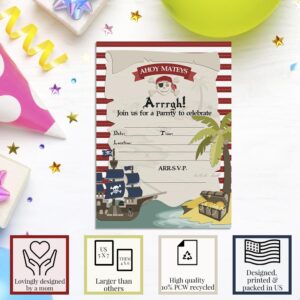 Amanda Creation Pirate Treasure Map Birthday Party Fill in Invitations set of 20 with envelopes