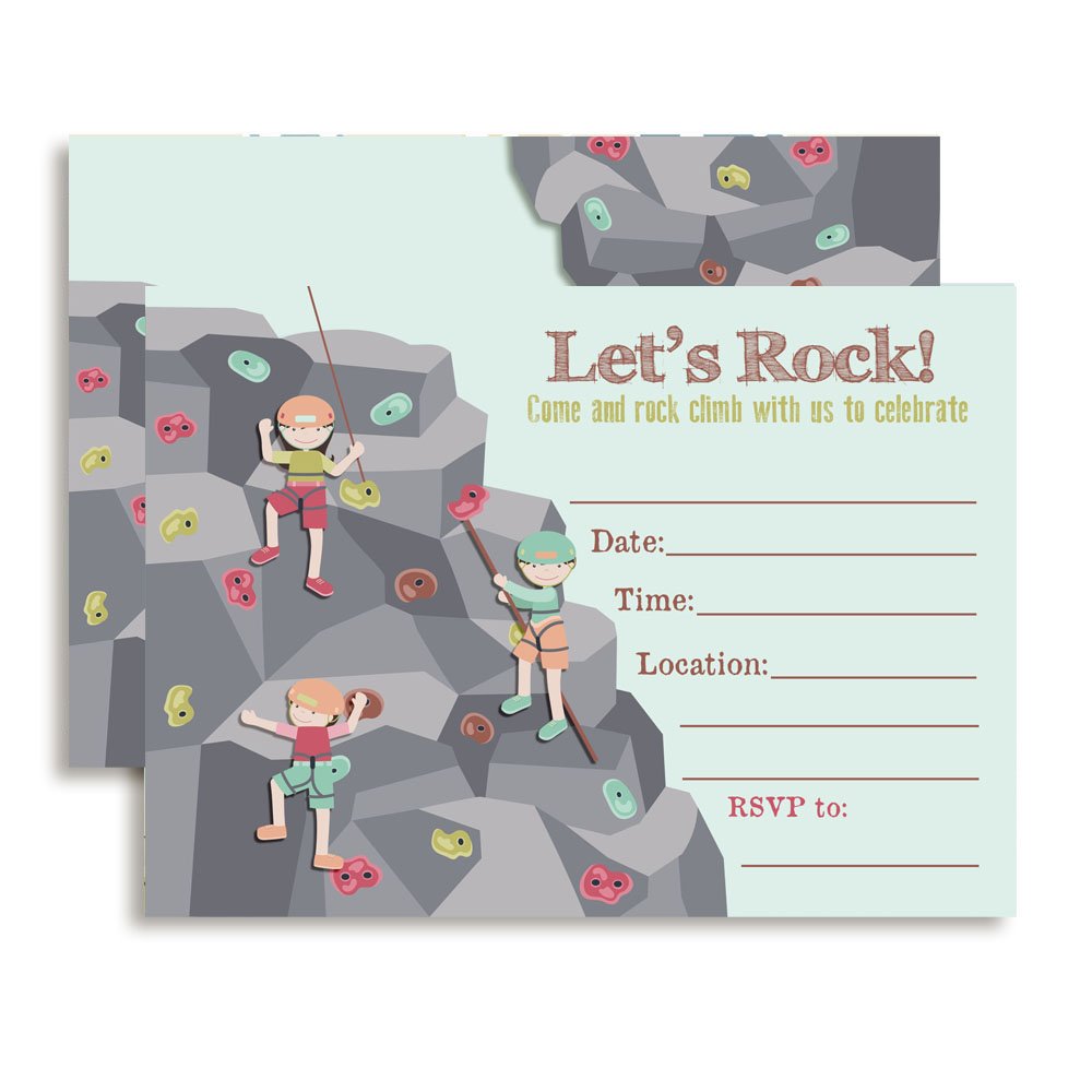 Amanda Creation Rock Climbing Birthday Party Fill in Invitations set of 20 with envelopes