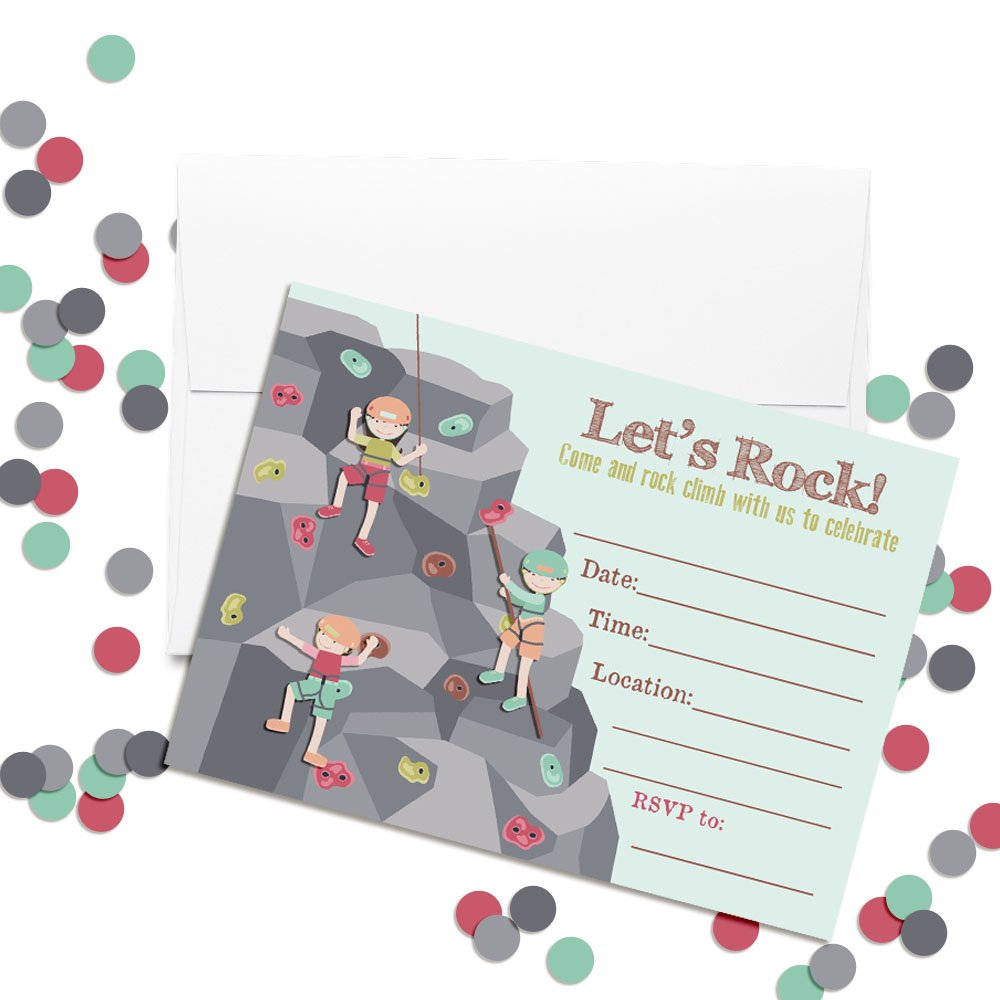 Amanda Creation Rock Climbing Birthday Party Fill in Invitations set of 20 with envelopes