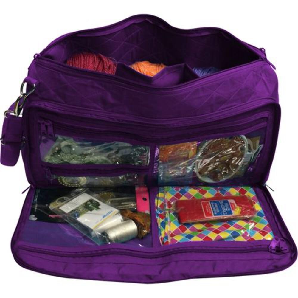 Yazzii Premium Knitting Bag & Yarn Storage Organizer – Yarn & Knitting Project Tote Bag - Yarn, Knitting Needles, & Crochet - Purple